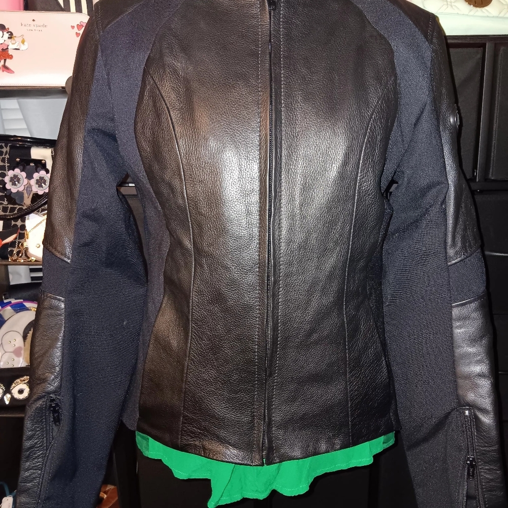 Black Leather Motorcycle Jacket for Women